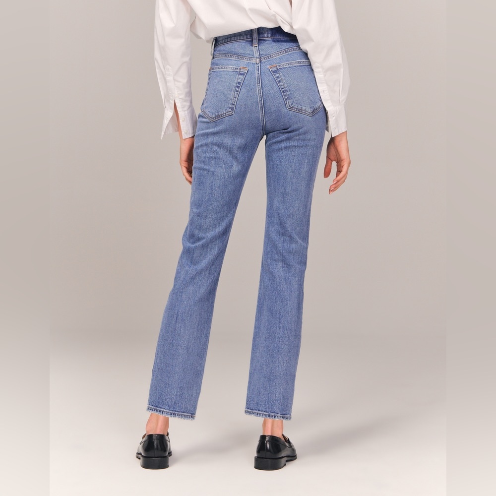 Abercrombie & Fitch Ankle Straight Ultra High Rise Medium Wash size 32 / 14 - Picture 6 of 14